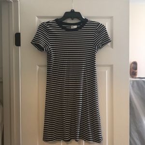 Black stripe ribbed mini dress
